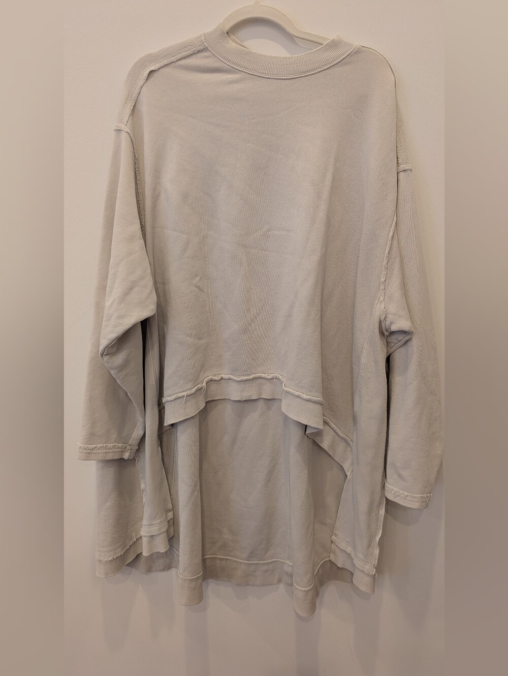Free People Iggy Pullover Hi-Low Oversized Sweatshirt - Stone / XS